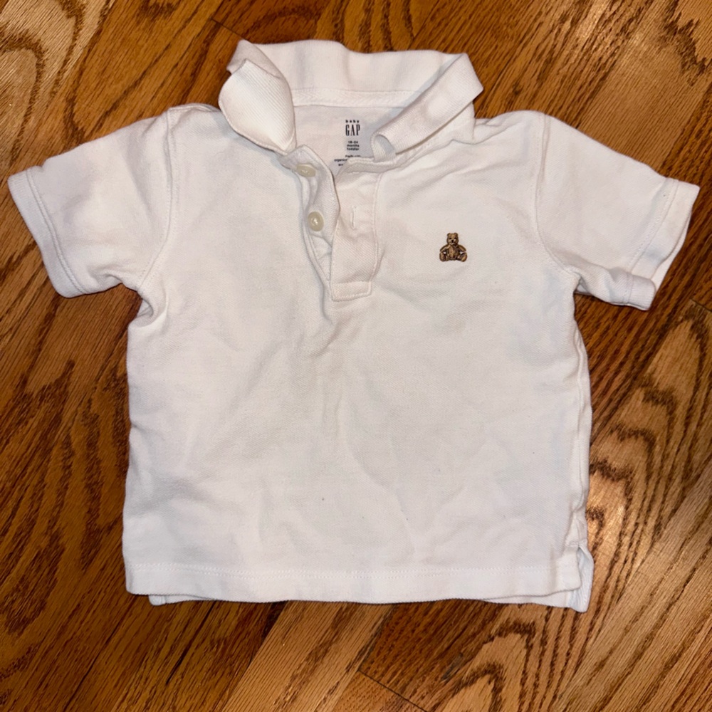Baby Gap, Brennan Bear White Polo, 18-24 months